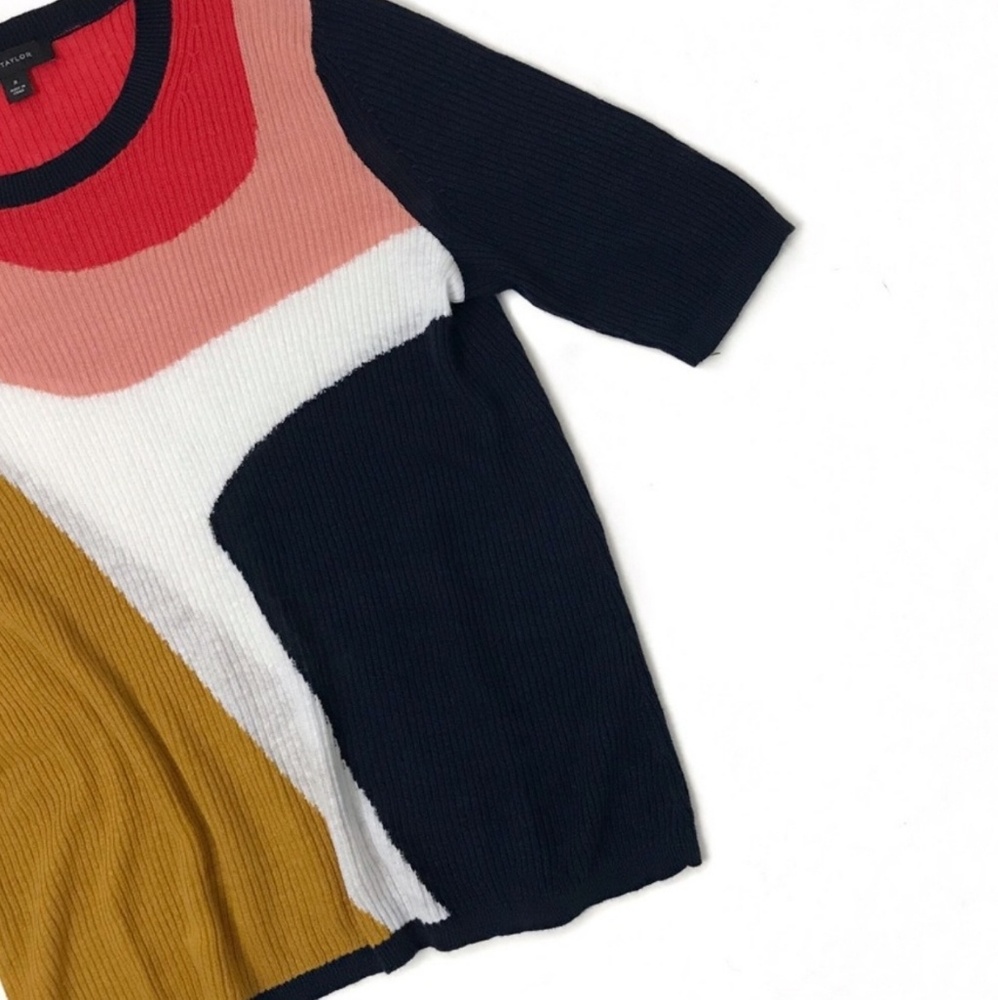 Ann Taylor Short Sleeve Color Block Sweater